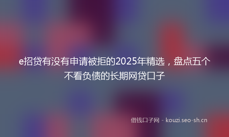 e招贷有没有申请被拒的2025年精选，盘点五个不看负债的长期网贷口子