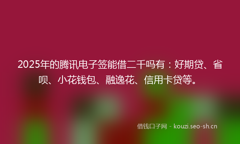 2025年的腾讯电子签能借二千吗有：好期贷、省呗、小花钱包、融逸花、信用卡贷等。