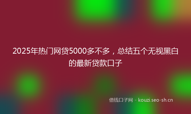 2025年热门网贷5000多不多，总结五个无视黑白的最新贷款口子
