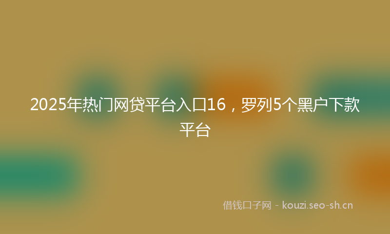 2025年热门网贷平台入口16，罗列5个黑户下款平台