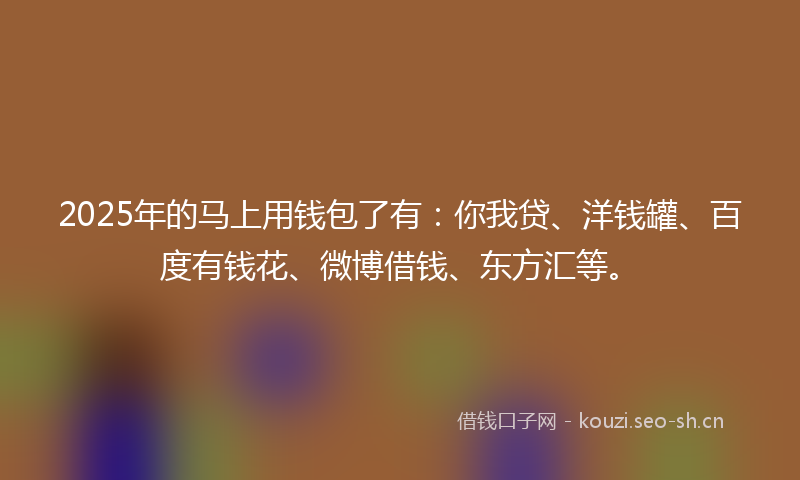 2025年的马上用钱包了有：你我贷、洋钱罐、百度有钱花、微博借钱、东方汇等。
