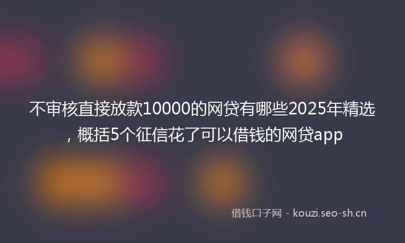 不审核直接放款10000的网贷有哪些2025年精选，概括5个征信花了可以借钱的网贷app