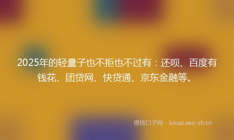 2025年的轻量子也不拒也不过有：还呗、百度有钱花、团贷网、快贷通、京东金融等。
