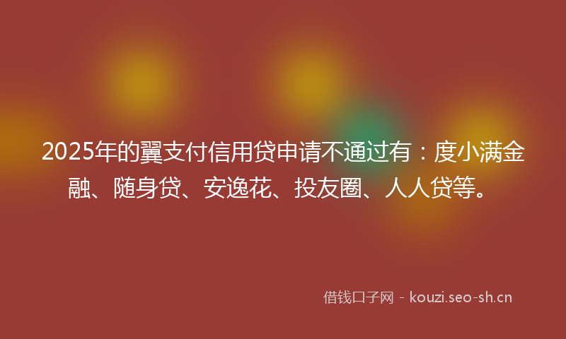 2025年的翼支付信用贷申请不通过有：度小满金融、随身贷、安逸花、投友圈、人人贷等。