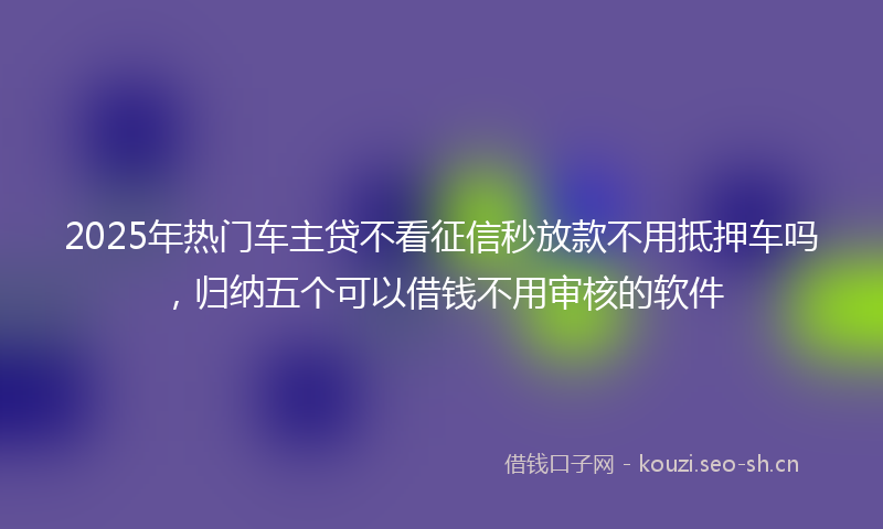 2025年热门车主贷不看征信秒放款不用抵押车吗，归纳五个可以借钱不用审核的软件