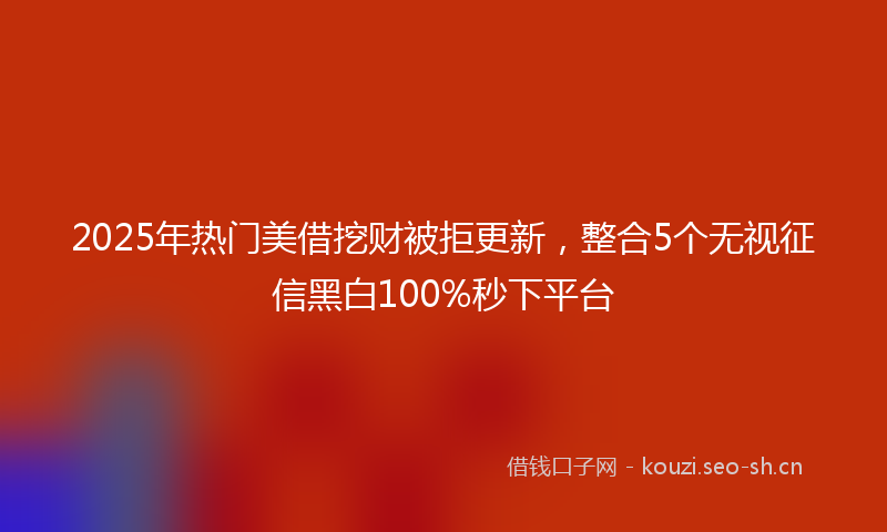 2025年热门美借挖财被拒更新，整合5个无视征信黑白100%秒下平台