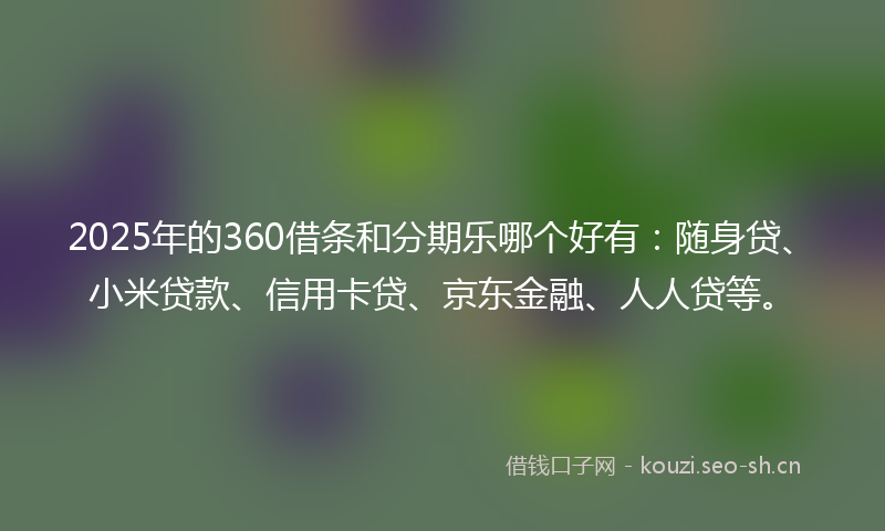 2025年的360借条和分期乐哪个好有:随身贷、小米贷款、信用卡贷、京东金融、人人贷等。