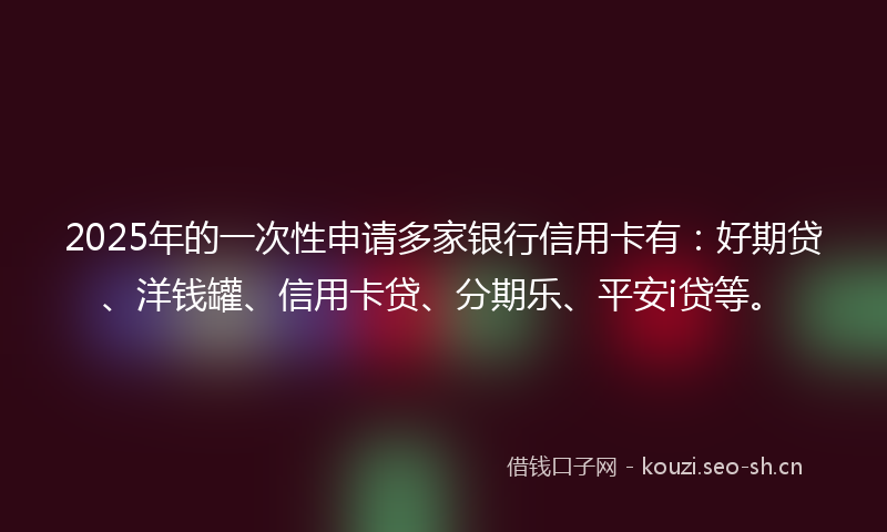 2025年的一次性申请多家银行信用卡有：好期贷、洋钱罐、信用卡贷、分期乐、平安i贷等。
