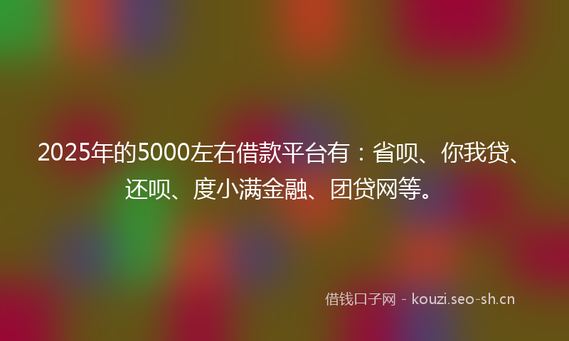 2025年的5000左右借款平台有：省呗、你我贷、还呗、度小满金融、团贷网等。