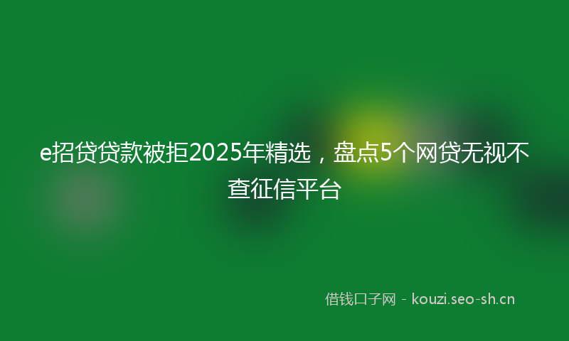 e招贷贷款被拒2025年精选,盘点5个网贷无视不查征信平台