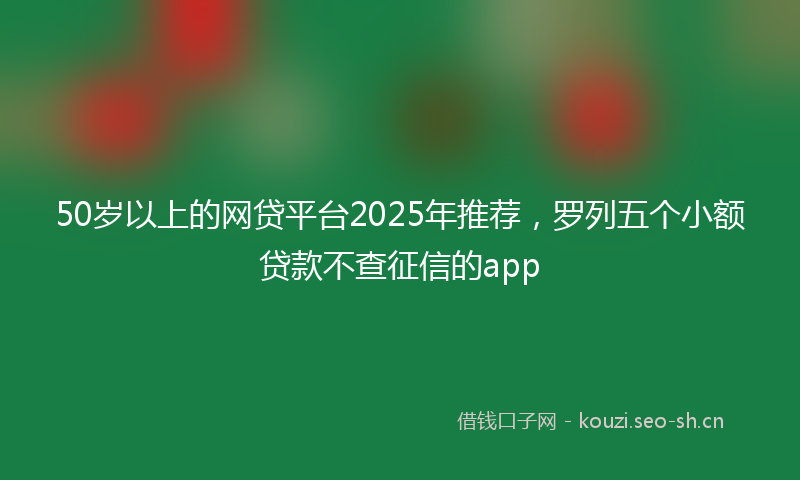 50岁以上的网贷平台2025年推荐,罗列五个小额贷款不查征信的app