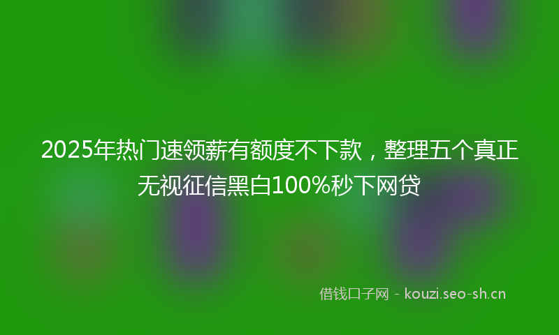 2025年热门速领薪有额度不下款，整理五个真正无视征信黑白100%秒下网贷