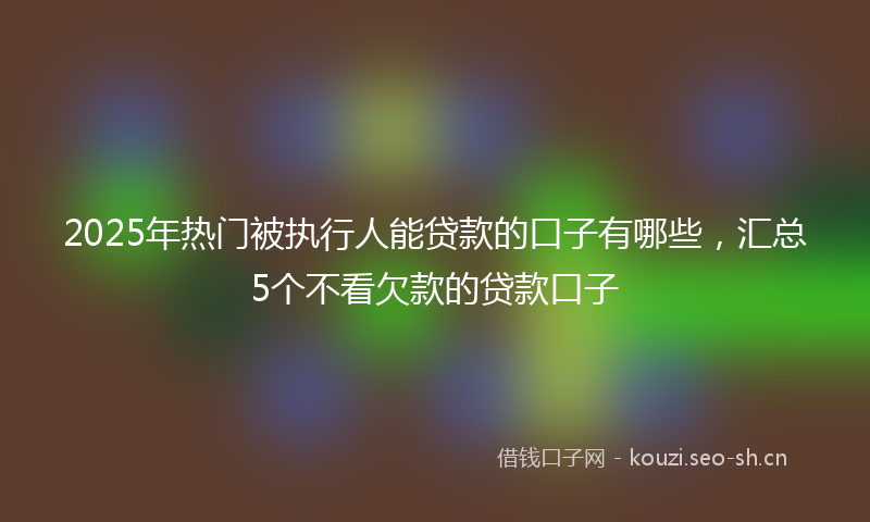 2025年热门被执行人能贷款的口子有哪些,汇总5个不看欠款的贷款口子