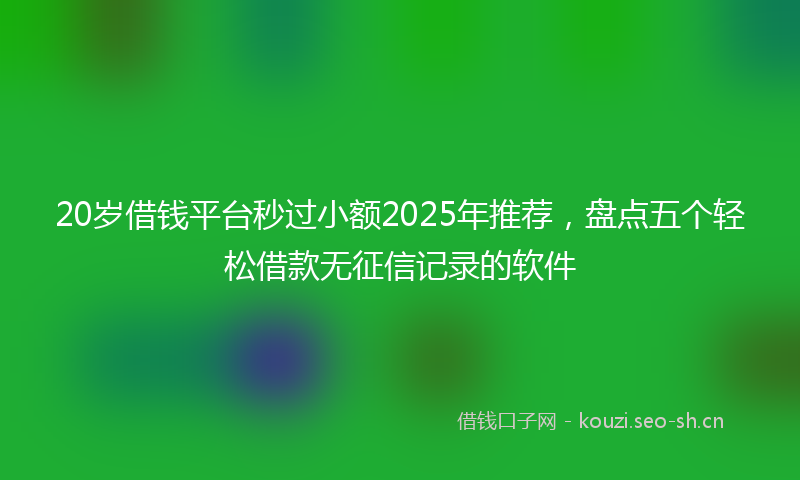 20岁借钱平台秒过小额2025年推荐，盘点五个轻松借款无征信记录的软件