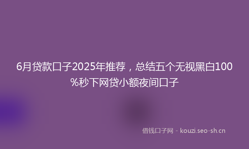 6月贷款口子2025年推荐，总结五个无视黑白100%秒下网贷小额夜间口子