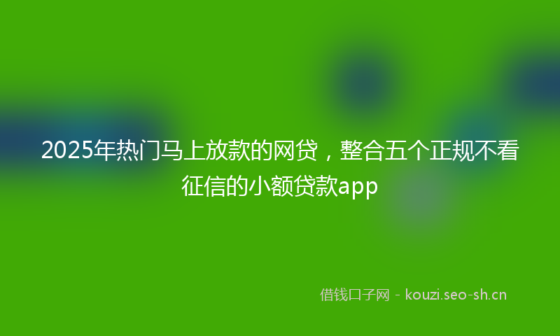 2025年热门马上放款的网贷，整合五个正规不看征信的小额贷款app