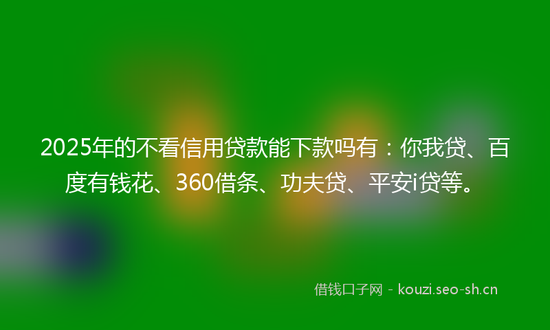 2025年的不看信用贷款能下款吗有:你我贷、百度有钱花、360借条、功夫贷、平安i贷等。