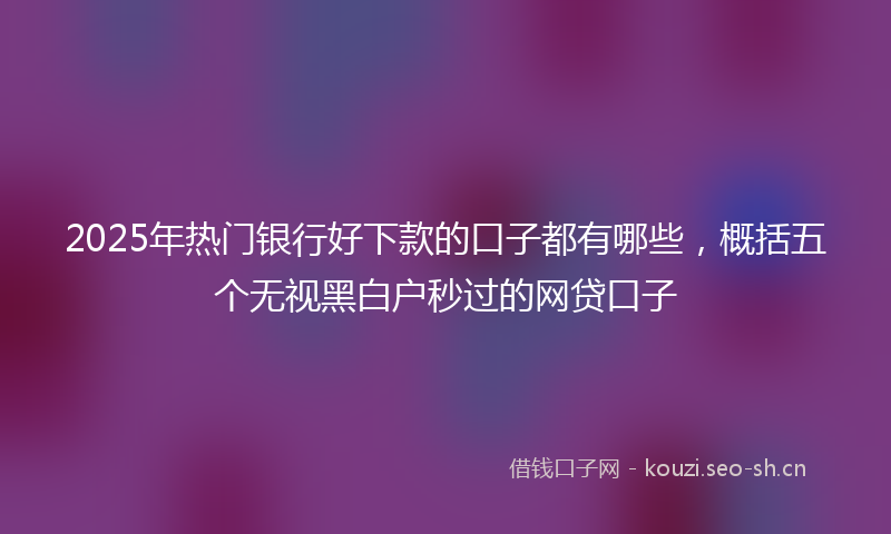 2025年热门银行好下款的口子都有哪些，概括五个无视黑白户秒过的网贷口子