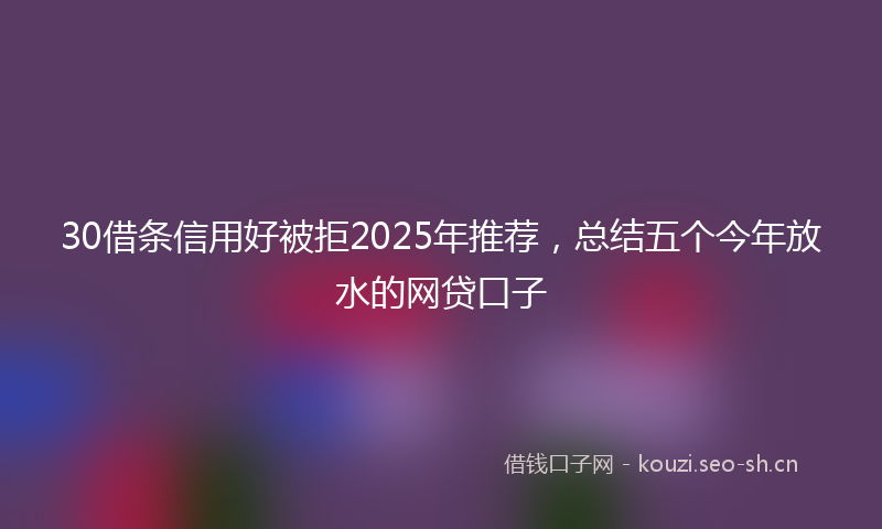 30借条信用好被拒2025年推荐，总结五个今年放水的网贷口子