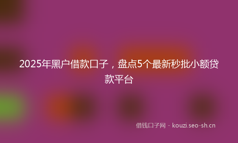 2025年黑户借款口子，盘点5个最新秒批小额贷款平台