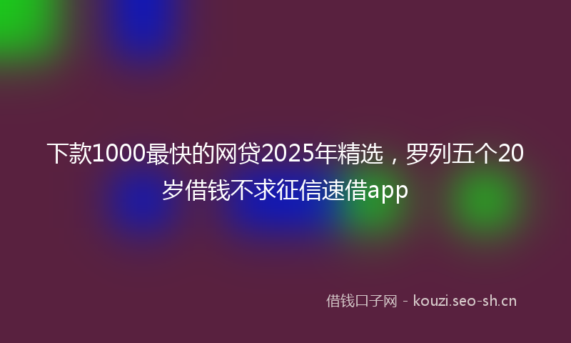 下款1000最快的网贷2025年精选，罗列五个20岁借钱不求征信速借app