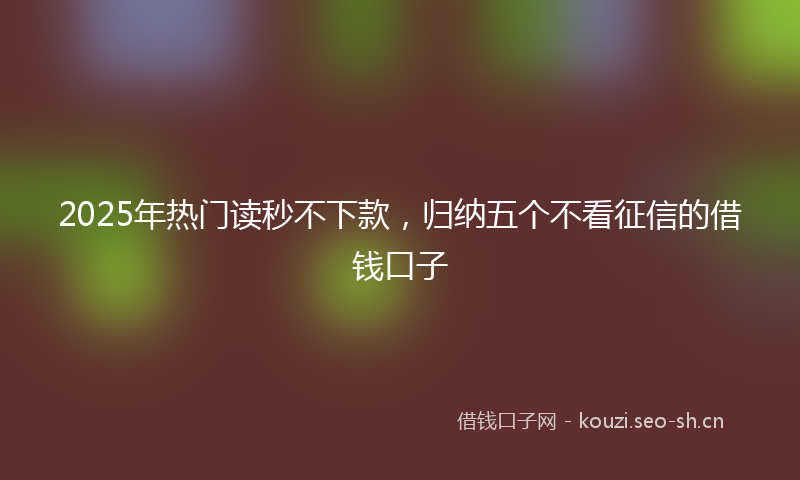 2025年热门读秒不下款，归纳五个不看征信的借钱口子