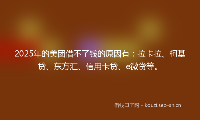 2025年的美团借不了钱的原因有：拉卡拉、柯基贷、东方汇、信用卡贷、e微贷等。