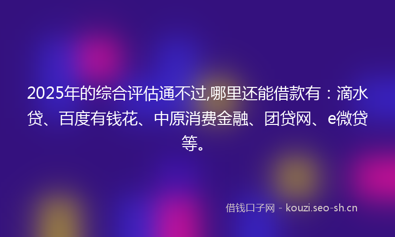 2025年的综合评估通不过,哪里还能借款有：滴水贷、百度有钱花、中原消费金融、团贷网、e微贷等。