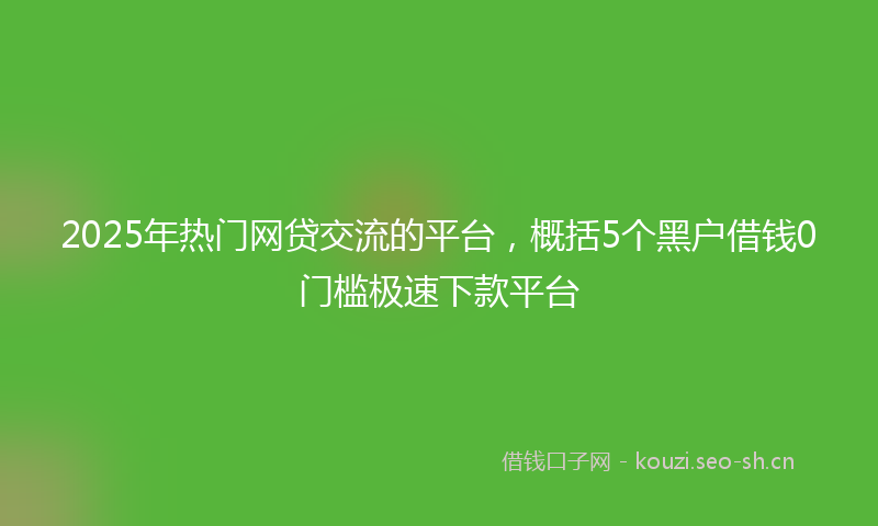 2025年热门网贷交流的平台,概括5个黑户借钱0门槛极速下款平台
