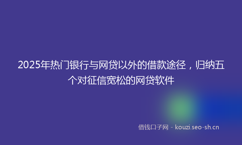 2025年热门银行与网贷以外的借款途径，归纳五个对征信宽松的网贷软件