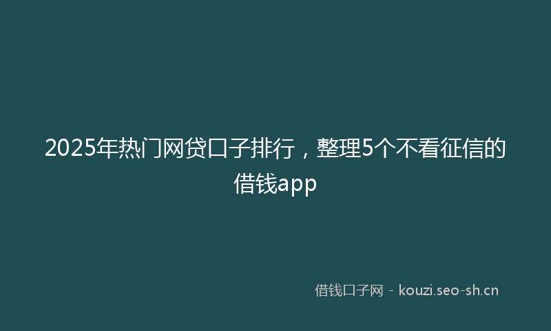 2025年热门网贷口子排行，整理5个不看征信的借钱app