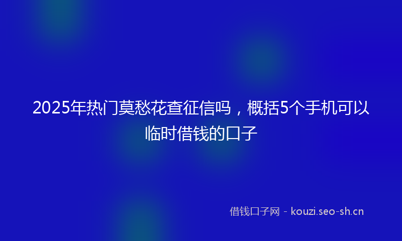 2025年热门莫愁花查征信吗，概括5个手机可以临时借钱的口子