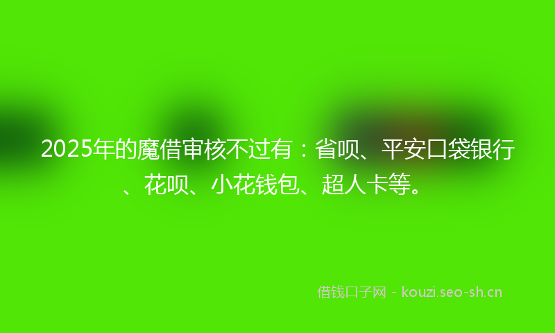 2025年的魔借审核不过有：省呗、平安口袋银行、花呗、小花钱包、超人卡等。