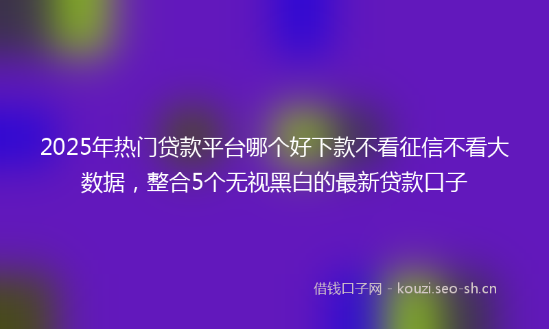 2025年热门贷款平台哪个好下款不看征信不看大数据，整合5个无视黑白的最新贷款口子