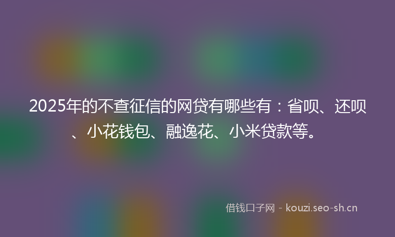 2025年的不查征信的网贷有哪些有：省呗、还呗、小花钱包、融逸花、小米贷款等。