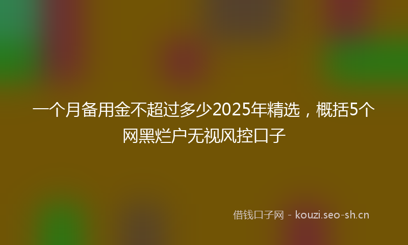一个月备用金不超过多少2025年精选，概括5个网黑烂户无视风控口子