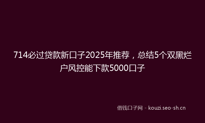 714必过贷款新口子2025年推荐，总结5个双黑烂户风控能下款5000口子