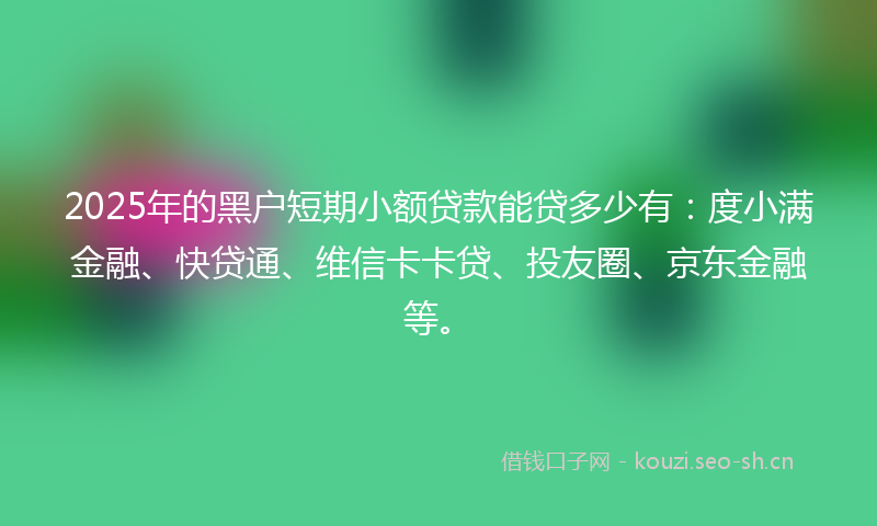 2025年的黑户短期小额贷款能贷多少有：度小满金融、快贷通、维信卡卡贷、投友圈、京东金融等。