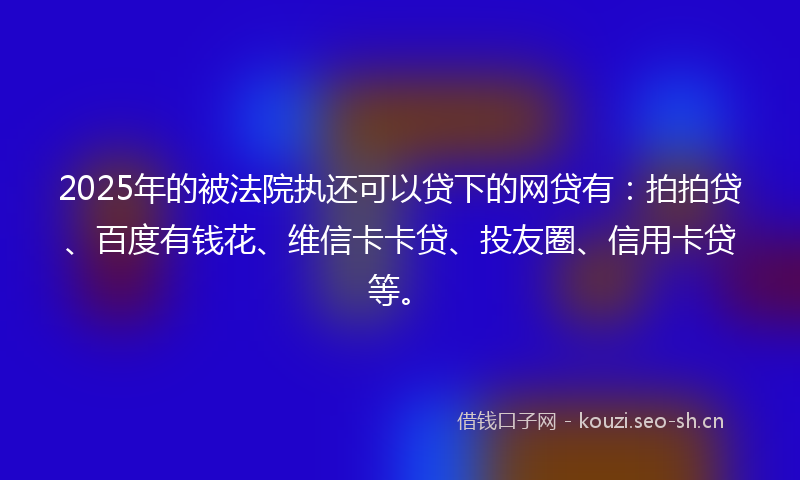 2025年的被法院执还可以贷下的网贷有：拍拍贷、百度有钱花、维信卡卡贷、投友圈、信用卡贷等。