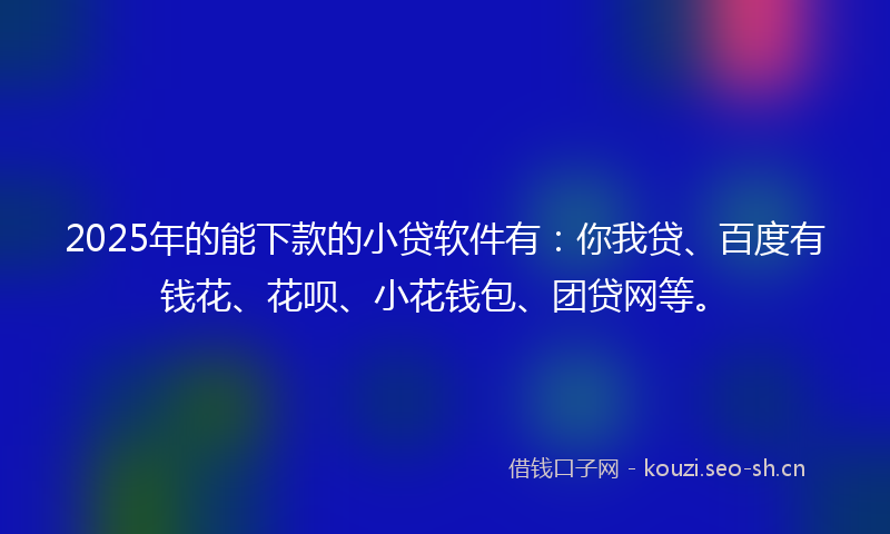 2025年的能下款的小贷软件有：你我贷、百度有钱花、花呗、小花钱包、团贷网等。