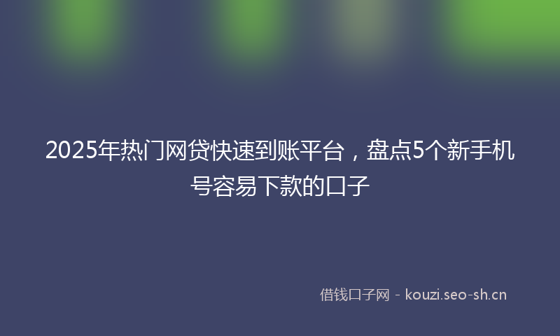 2025年热门网贷快速到账平台，盘点5个新手机号容易下款的口子