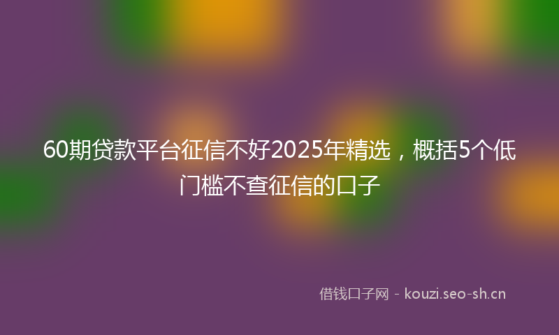 60期贷款平台征信不好2025年精选,概括5个低门槛不查征信的口子