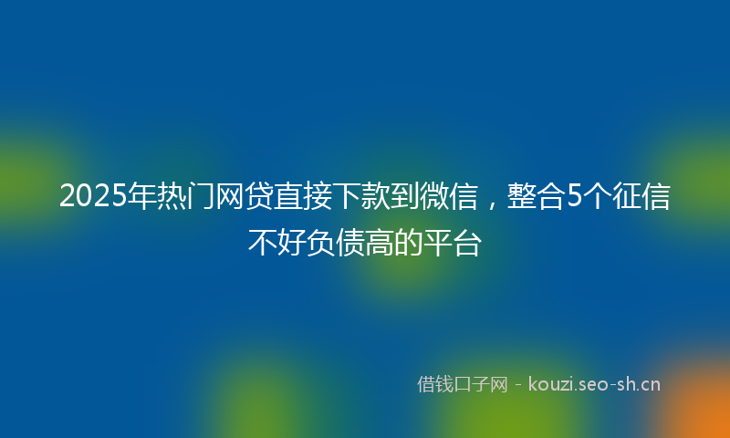 2025年热门网贷直接下款到微信，整合5个征信不好负债高的平台
