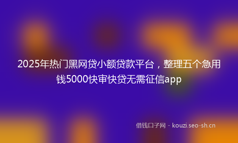 2025年热门黑网贷小额贷款平台，整理五个急用钱5000快审快贷无需征信app