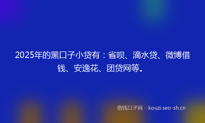 2025年的黑口子小贷有：省呗、滴水贷、微博借钱、安逸花、团贷网等。