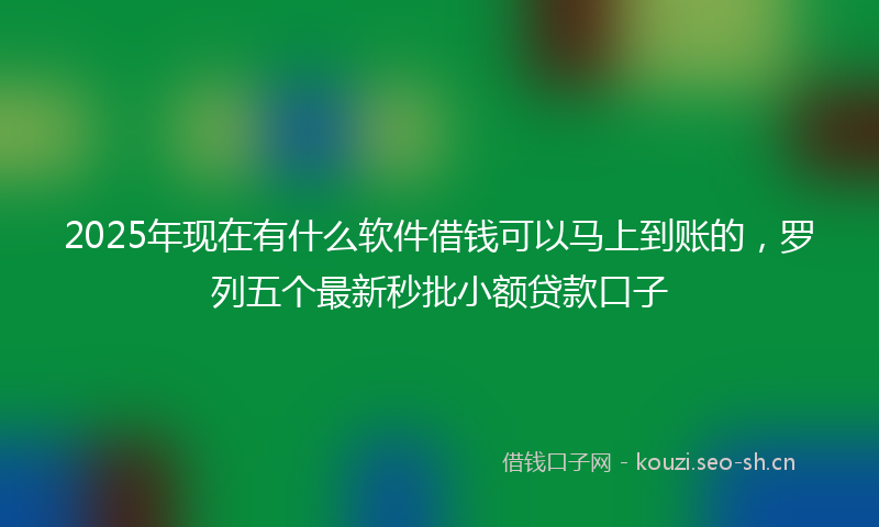 2025年现在有什么软件借钱可以马上到账的，罗列五个最新秒批小额贷款口子