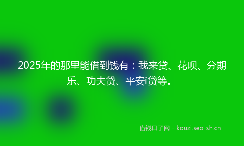 2025年的那里能借到钱有:我来贷、花呗、分期乐、功夫贷、平安i贷等。