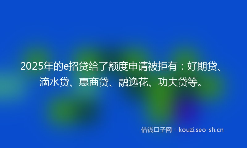 2025年的e招贷给了额度申请被拒有:好期贷、滴水贷、惠商贷、融逸花、功夫贷等。