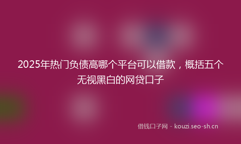 2025年热门负债高哪个平台可以借款，概括五个无视黑白的网贷口子