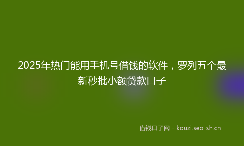 2025年热门能用手机号借钱的软件，罗列五个最新秒批小额贷款口子